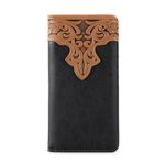 Montana West Western Wallet for Men Long Bifold Slim Stylish Men Wallet Cowboy Wallets Gift for Men, 607 Black, Western