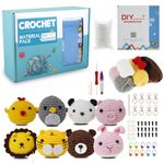 Keyohome 8 Pcs Beginners Crochet Kit, Crochet Kits for Beginners,Animals Crochet Kit,Crochet Set Include Various Accessories with Instructions and Video Tutorials for Starters Adult Kids (8)