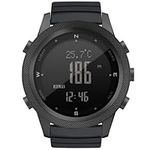 CakCity Military Watches with Compass for Men Tactical Watch Outdoor Sports Watches for Men Hiking Digital Wrist Watch with Barometer,Altimeter,Step Counter, Black-Silicone, Modern