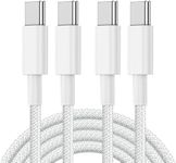 2Pack 2M USB-C to USB-C Cable 100W White Nylon Braided Charger Cable Fast Charging Cable for Apple MacBook,iPad, iPhone 15, iPhone16, Samsung Galaxy, Google Pixel,Xiaomi