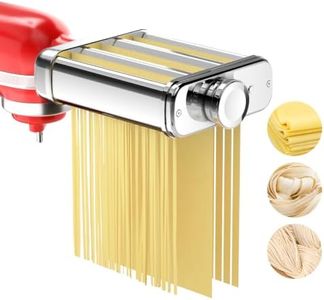 3 in 1 Pasta Attachment for KitchenAid Stand Mixer, Pasta Maker with Pasta Roller, Spaghetti & Fettuccine Cutter, Stainless Steel Construction and Cleaning Brush