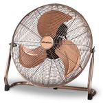 Schallen Copper Metal High Velocity Cold Air Circulator Adjustable Floor Fan with 3 Speed Settings (18")