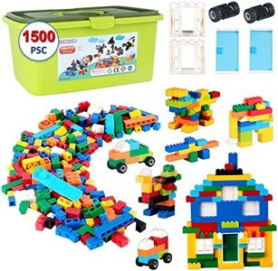 BRUVISH Briques de Construction 1500 pièces, Blocs de Construction Classiques pour Enfants à partir de 6 Ans, Couleurs aléatoires 8 Formes, Compatible avec Toutes Les Grandes Marques