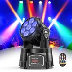 Mini Moving Head Wash LED 7X15W dmx512 Spot Beam Stage Light 5 Control Modes DJ Disco Party Lights Voice Activation for DJ Bar Birthday Wedding Christmas Light Show-New Version