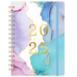 2025 Diary - 2025 A5 Diary Week to View, January 2025 - December 2025, Pink and Blue, Twin-Wire Binding, Hard Cover, Elastic Closure, 21.5 x 15.5 x 1.5 cm