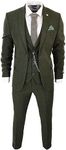 Men's 3 Piece Suit Wool Tweed Green