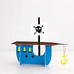 Majestic Multicolor Pirate Ship Centerpiece Decoration (28cm x 33cm) - Perfect for Themed Parties & Celebrations - 1 Pc