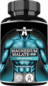 Magnesium Malate 1400 mg per Daily Dose + Vitamin B6 (P-5-P) - 200 Vegan Capsules - 3 Month Supply - Magnesium Malate + Pyridoxal-5-Phosphate - Support Muscle and Bone Health - by Apollo's Hegemony