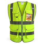 HPHST Multi-Pocket Reflective Safety Vest for Women and Men High Visibility Construction Worker Vest Meets ANSI/ISEA Standards Yellow (Large)