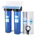 Geekpure 2 Stage Whole House Water Filter System with 20 Inch Blue Housing - 4.5"x 20" PP + Carbon