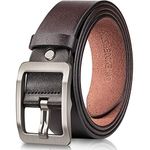 OVEYNERSIN Men Belt - 100% Genuine Leather casual Dress Belts Big Metal Buckle Adjustable Size designer Fashion Gifts, Brown, waist size 33''-40''(83-101cm)