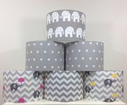 Handmade Grey Nursery Lampshade with Stars, zigzag, elephants, chevron and umbrellas | 20cm, 30cm, 40cm | Table Floor Ceiling light-shades | Children Kids Baby Boys Girls Room Decor