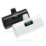 [2 Pack] Mini Portable Charger 5200mAh for iPhone, 20W PD Fast Charging Power Bank, Ultra-Compact Battery Pack LCD Display Travel Portable Phone Charger Compatible with iPhone 14/13/12/11/X/8/7/6 etc