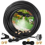 Misters for Outside Patio, Outdoor Water Misting Cooling System with 66FT (20M) Misting Line 18 Brass Mist Nozzles Brass Adapter (3/4"), Water Mister for Outside Patio Cooling, Kids Pets Water Playing