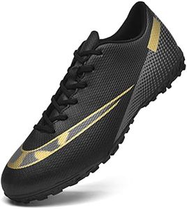 HaloTeam Men's Soccer Shoes Cleats Professional High-Top Breathable Athletic Football Boots for Outdoor Indoor TF/AG, R2050 Black, 11