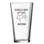 World's Best Cat Dad Ever Beer Glass, Novelty Gifts Idea for Dad Father Cat Dad Friends Men Cat Lover Pet Owner, Cat Lover Gift for Father’s Day Birthday Christmas, Funny 15Oz Drinking Beer Glass