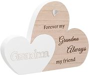 Free Standing Double Heart Plaque Sentiment Gift - Grandma