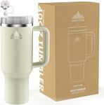 Mont-Clair 40oz Tumbler with Straw and Lid - Insulated Stainless Steel Travel Mug with Handle - Thermos Travel Mug for Hot & Cold Drinks - Cold or Hot for 10 hours - Iced for 48 hours - 1200ml - Cream