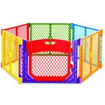 North States Superyard Colorplay Ultimate Indoor/Outdoor 6-Panel Baby Play Yard, Carrying Strap for Easy Travel. Freestanding 18.5 sq. ft. Enclosure