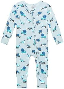 Posh Peanut Convertible Baby Sleepers - Footless Baby Pajamas with 2 Way Zipper for Easy Diaper Changes (3-6 Months) Construction Cars