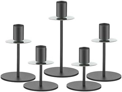 smtyle Black Candlestick Holders for Taper Candles Set of 5 Candelabra with Iron-0.9" Diameter Ideal for Home Decor