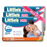 Little's Baby Diapers L Size (Large) Pants Style | 9-14 kg | 90 Count - Pack of 3 | Cotton Soft Baby Diaper Pants with Leakage Guard