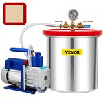 VEVOR Vacuum Chamber with Pump, 5 Gallon Chamber, 5CFM 1/2 HP Single Stage Rotary Vane Vacuum Pump, 110V HVAC Air Tool Set for Stabilizing Wood, Degassing Silicones, Epoxies and Essential Oils