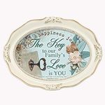 Cottage Garden Key to Family's Love Inspirational Ivory Wavy 5 x 7 Oval Table Top and Wall Photo Frame