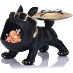 Black Bulldog Tray Statue Cool Bulldog Storage Decoration Key Bowl for Entryway Table, Funny Dog Candy Dish Key Holder Bowl, For Modern Home Decor Office Desk French Decor Hippo Candy Dish Gifts