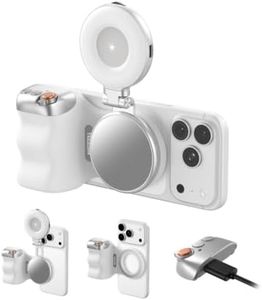 TELESIN Fun Shot Magnetic Phone Camera Grip + C03 Magnetic Selfie Light (Silver) Bundle Kit Compatible with iPhone Magsafe & Android, Creator Kit for Selfies/Photography/TikTok/Zoom Calls/Video