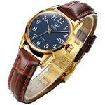 OLEVS Womens Leather Watches Blue Simple Easy Read Womens Watch Waterproof Simple Analog Quartz Ladies Watch Minimalist Elegant Arabic Numerals Small Wrist Watches for Women