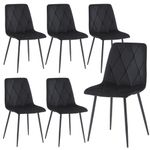 Artist Hand Set of 6 Dining Chairs for Dining Room Living Room, Velvet Fabric Kitchen Chairs Set with Upholstered Seat Backrest Solid Metal Legs, Black