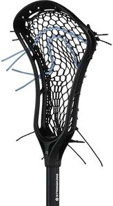StringKing Women’s Complete Lacrosse Stick with Metal 2 W Shaft and Women's Type 4 Mesh (Black/Carolina)