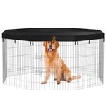 PJYuCien Dog Playpen Mesh Top Cover, Fits 8 Panels 24 Inch Width Plastic/Metal Pet Pen (Note: Only Pen Top Cover, Playpen Not Included)