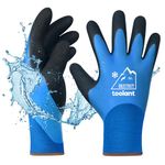 Thermal Work Gloves for Cold Weather, Waterproof Winter Gloves, Touchscreen, Super Grip, for Gardening, Fishing, Car Washing, Freezer Gloves, Blue, Large