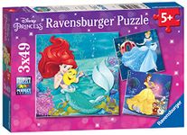 Ravensburger Disney Princess Adventure 3 x 49 Piece Jigsaw Puzzles for Kids Age 5 Years Up, Yellow