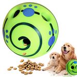 Wobble Giggle Dog Ball for Chewers, Interactive Dog Toys Treat Ball, Squeaky Dog Toys Ball Wag Giggle Noise Ball Herding Balls Train Safe Dog Gifts for Small Medium Large Dogs (5.5", Treat)