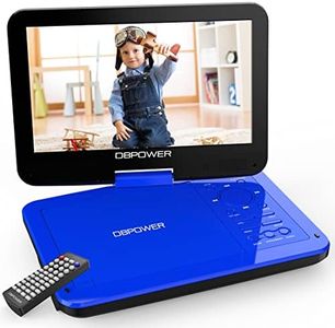 DBPOWER® 10" Portable DVD Player, 5 Hour Rechargeable Battery, Swivel Screen, Supports SD Card and USB, Direct Play in Formats AVI/RMVB/MP3/JPEG (10, Blue)