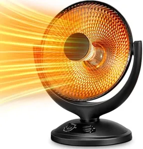 Kismile Oscillating Parabolic Space Heater with Thermostat and Timer, Radiant Dish Heater with Tip-Over and Overheating Protection For Indoor Use, 800w