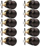 Probrico Door Knob, Interior Passage Door Knobs Handles for Hall and Closet, Oil Rubbed Bronze, 10 Pack
