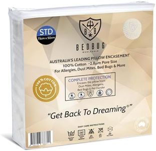 Standard - 100% Cotton Pillow Encasement, for Bed Bugs, Dust Mites & Allergen Particles, Zippered Pillow Protector By Bed Bug Wholesale - (75cm x 50cm)