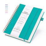 SYHMUP B5 Spiral Notebook, 7.6” x 10”, 320 Pages/160 Sheets Hardcover Notebooks, 100gsm Thick Paper, Waterproof Leather Spiral Twin-Wire Binding, for School Work Business Writing - (Teal)