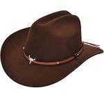 UIMLK Cowboy Hat,Western Cowgirl Hats with Buckle Beach Country Concert Nashville Cow Girl Boy Fedora Panama Felt Wide Brim Hat for Women,2-Brown, Brown