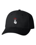 Go All Out One Size Black Adult Finger Hearts K-Pop Embroidered Dad Hat Structured Cap