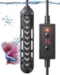 Pawfly Submersible Aquarium Heater 50 W Betta Fish Tank Heater Adjustable Electronic Heating Rod with Thermostat Overheating Protection and Protective Cover for 10-20 Gallon Fish Tanks