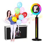 MWE iPad Photo Booth Stand for ipad 12.9'' 10.9'' 10.2'' with Ring Light Software APP and Remote Control, RGB Lights Music Sync, Flight Case Package (Light Bar, Black)