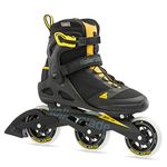 Rollerblade Macroblade 100 3WD Mens Adult Fitness Inline Skate, Black and Saffron Yellow, Performance Inline Skates