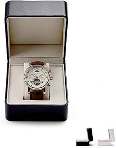 Oirlv Leather Watch Box Suede Interior Jewelry Gift Case (Black)