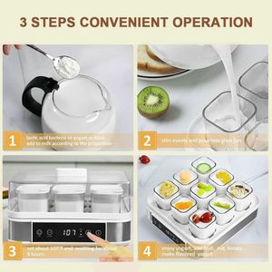 Automatic Digital Yogurt Maker – 9 Glass Jars, Easy Control