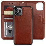 Bocasal iPhone 11 Pro Max Wallet Case with Card Holder PU Leather Magnetic Detachable Kickstand Shockproof Wrist Strap Removable Flip Cover for iPhone 11 Pro Max 6.5 inch (Brown)